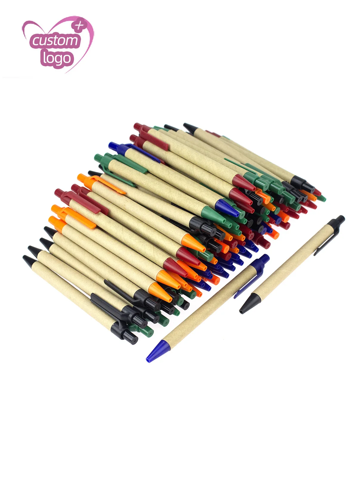 Lot 100pcs ECO Paper Ball Pen Black Ink Ballpoint Green Concept Custom pen Promotion Logo Gift Giveaway Personalized Pen Freebie