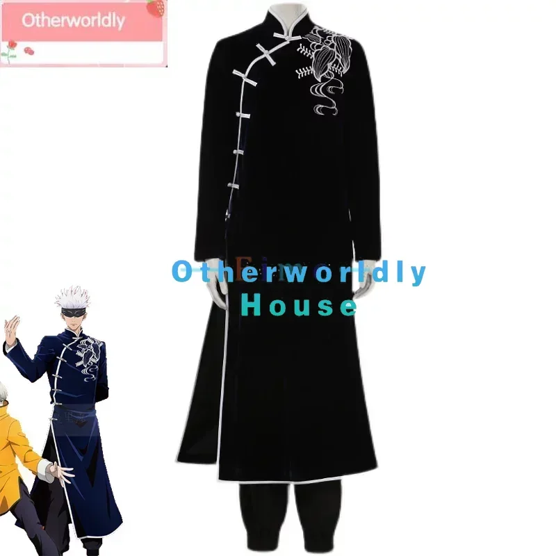 Anime Gojo Satoru Cosplay Costume Fancy Outfits Coat+Top+Pants Halloween Carnival Uniforms Custom Made