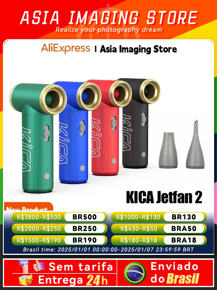 【 Do Brasil 】KICA Jetfan 2 Compressor Fan 100000RPM Portable Wireless Suitable for PC Car Computer Keyboard KICA II