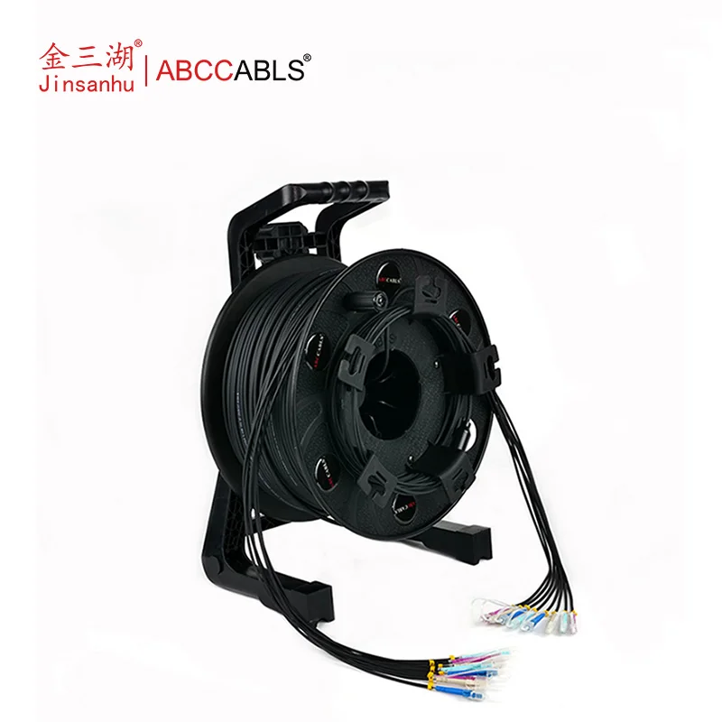 Colorful Outdoor Fiber Armoured 8C Strands Channels Singlemode OS2 & Multimode OM3 Communication Cables For LED Screen