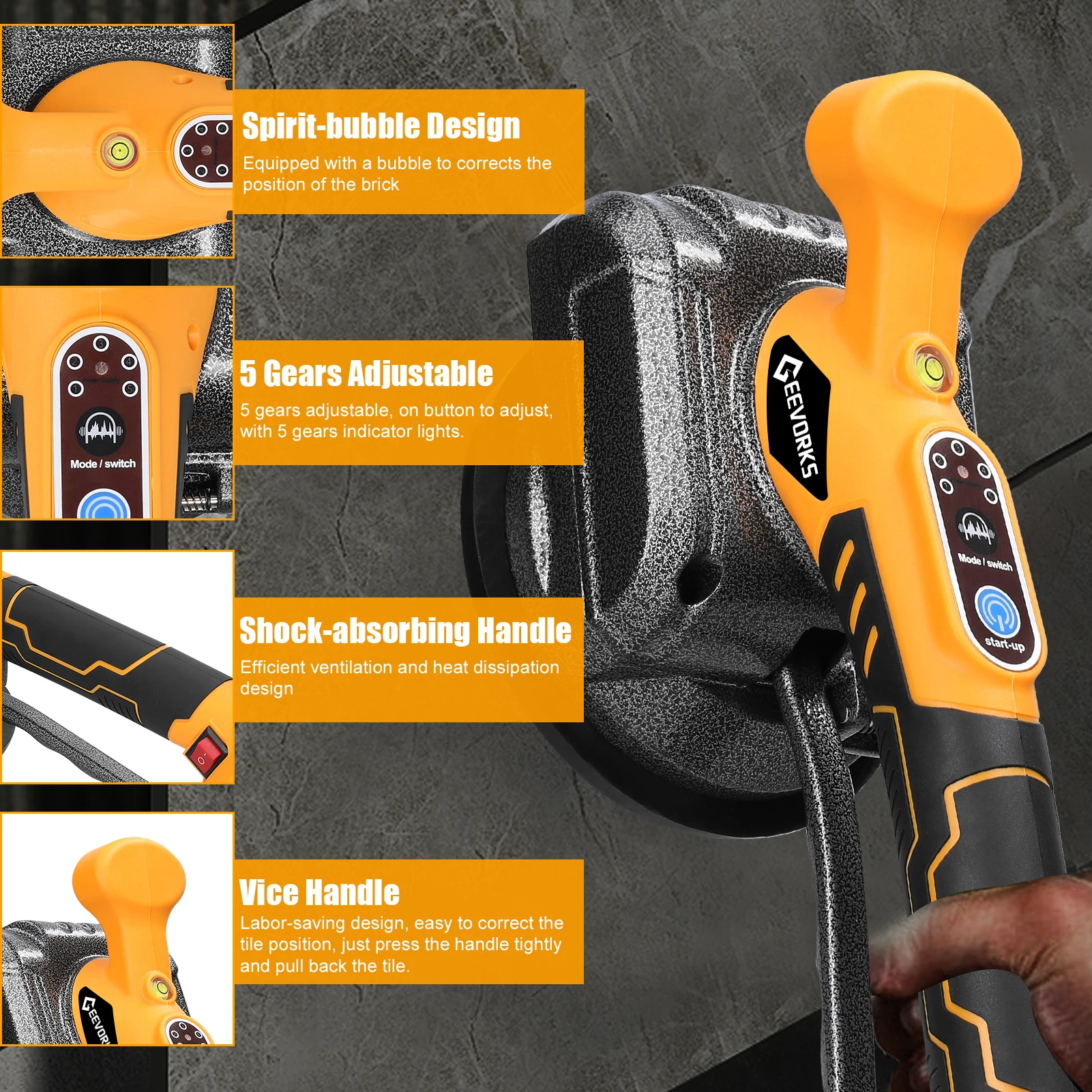 Imagem -06 - Elétrica Automática Ladrilho Máquina Recarregável Floor Deitado Nivelamento Ferramenta Bubble Leveler Ferramentas Elétricas 21v Engrenagens Profissional