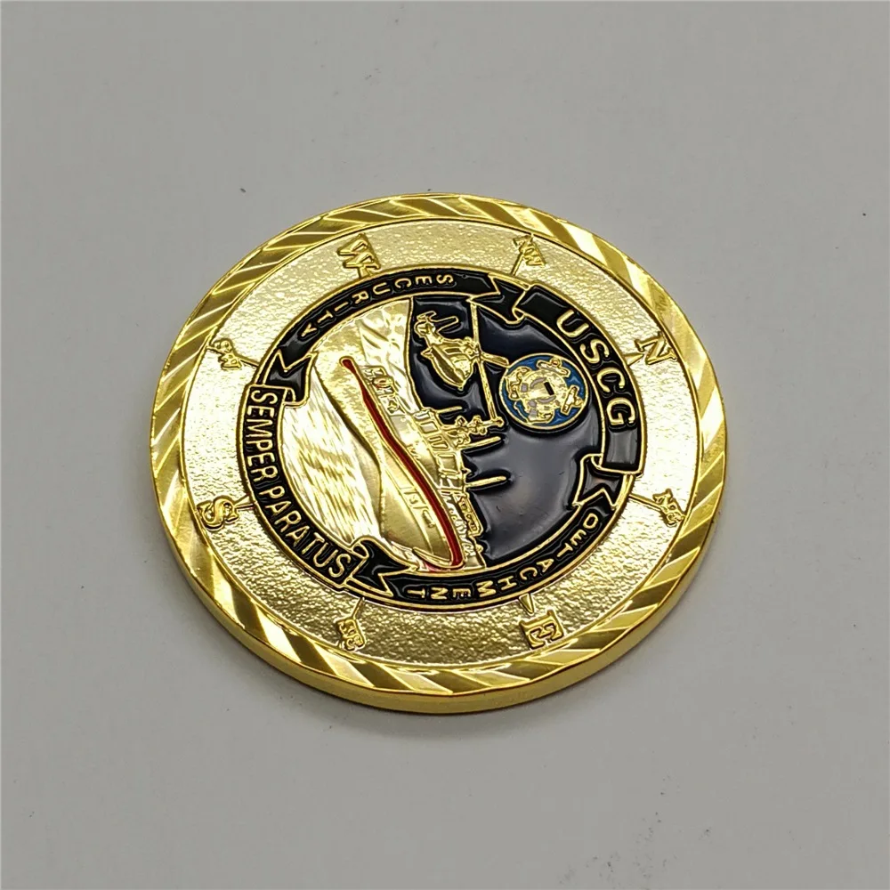 United States Coast Guard Souvenir Coin Semper Paratus USCG Core Values Challenge Coin Veteran Golden Plated Commemorative Coin