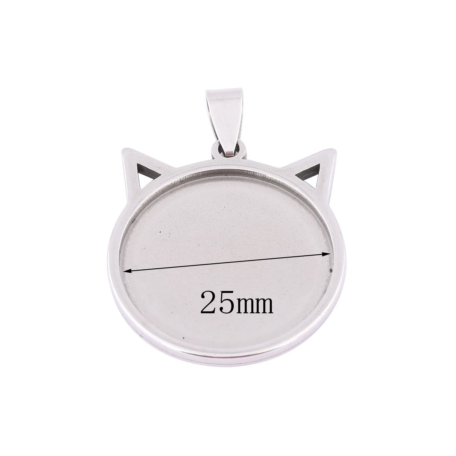 5pcs Stainless Steel Gold Plated Cat Cabochon Base Setting Blanks 25mm Dia Bezel Pendant Trays For Necklace jewelry Making