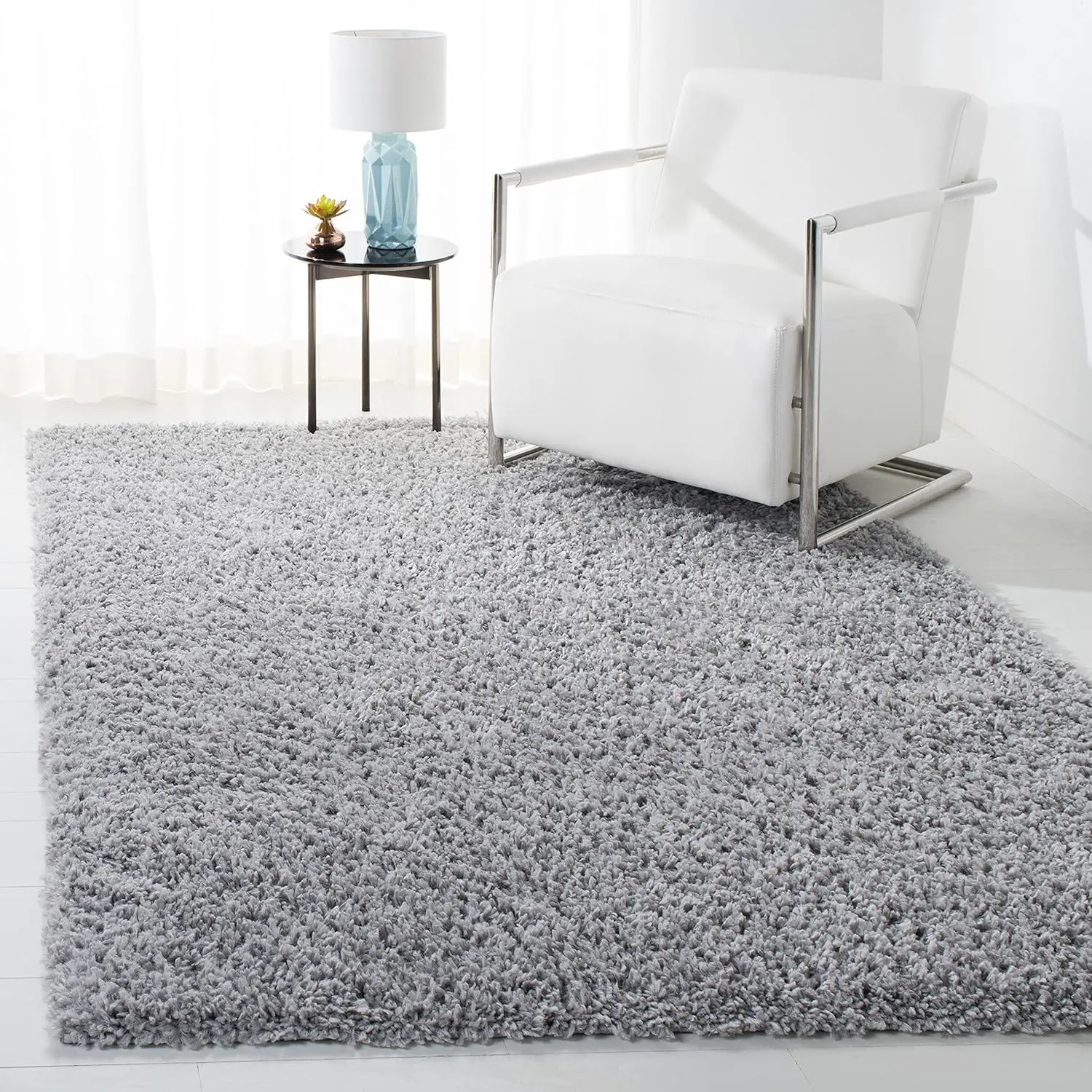 

Safavieh August Shag Collection Area Rug - 10' X 14', Silver, Solid Design, Non-Shedding & Easy Care, 1.5-Inch Thick Ideal For