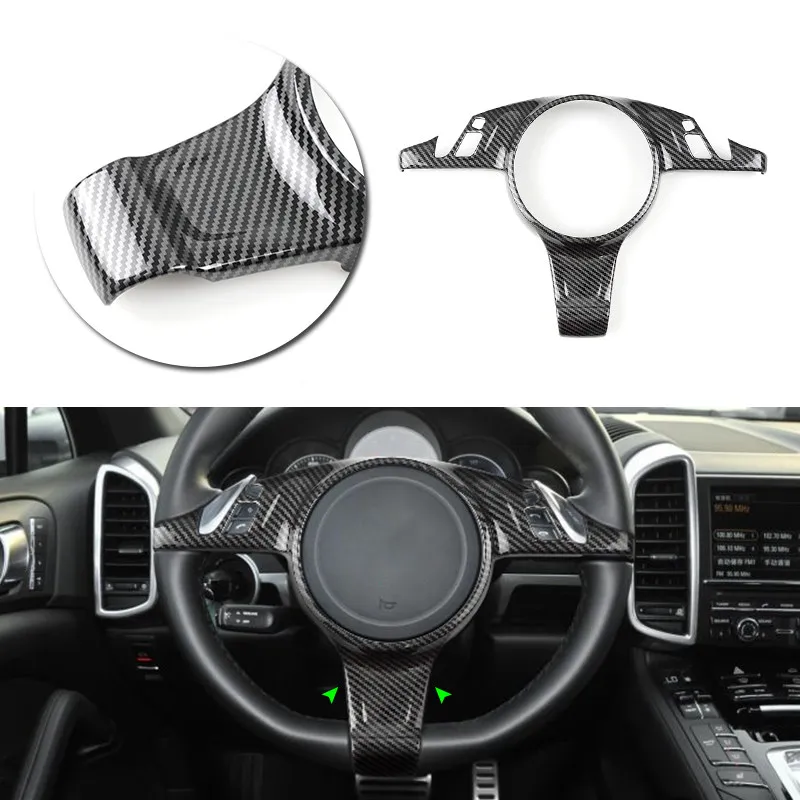 ABS Carbon Fiber Texture Car Inner Steering Wheel Protective Cover Trim For Porsche Cayenne 2011 2012 2013 2014 2015 2016 2017