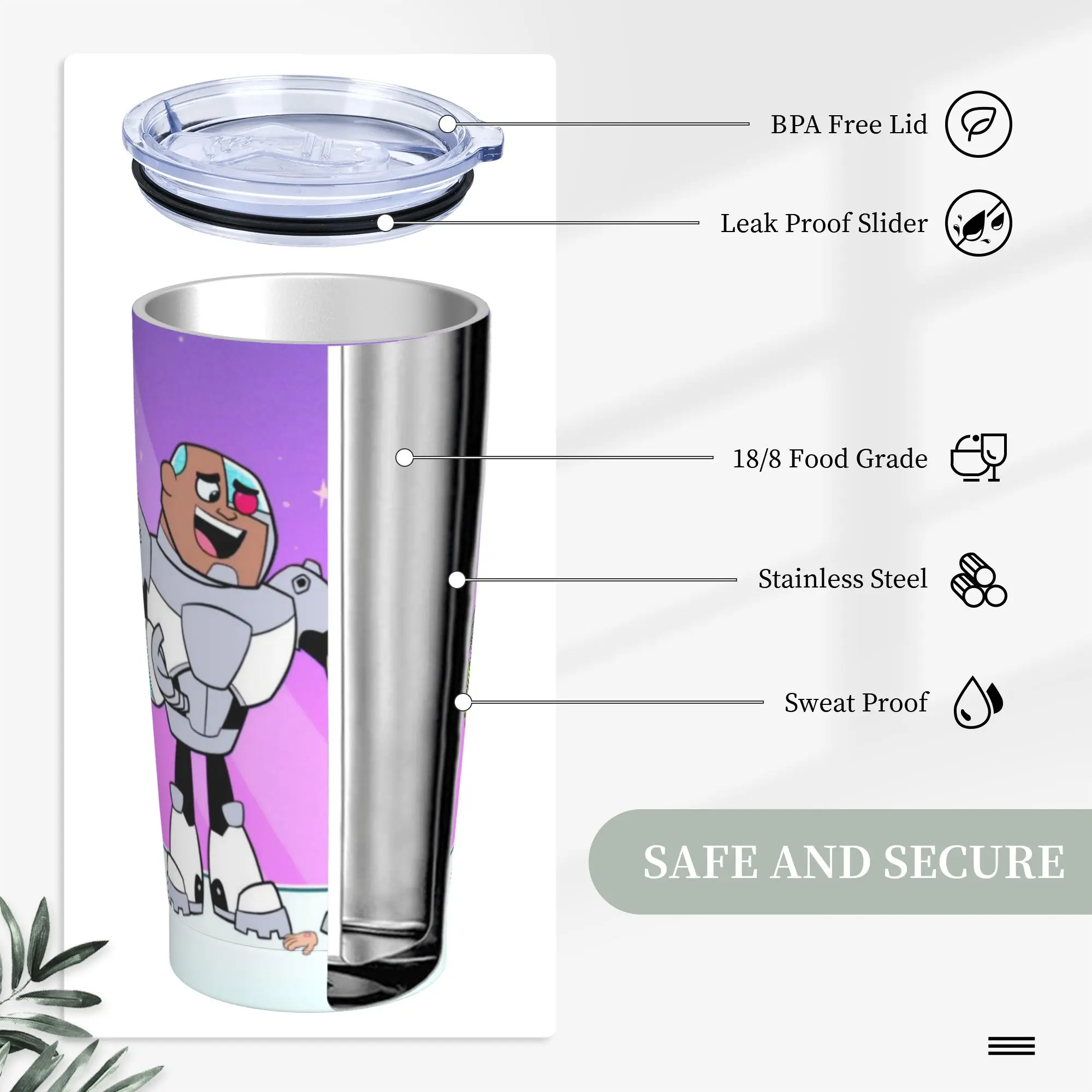 Teen Go Cartoon Tumbler Vacuum Insulated Anime Coffee Cups with Lid Straw Double Wall Mugs Water Bottle, 20oz view 3