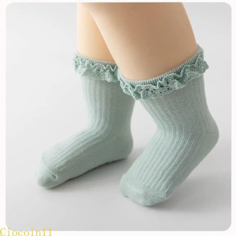 

Y1UB 1 Pair Baby Lace Ruffled Socks 0-6 Months Infant Girls Foot Wear Anti Slip Socks
