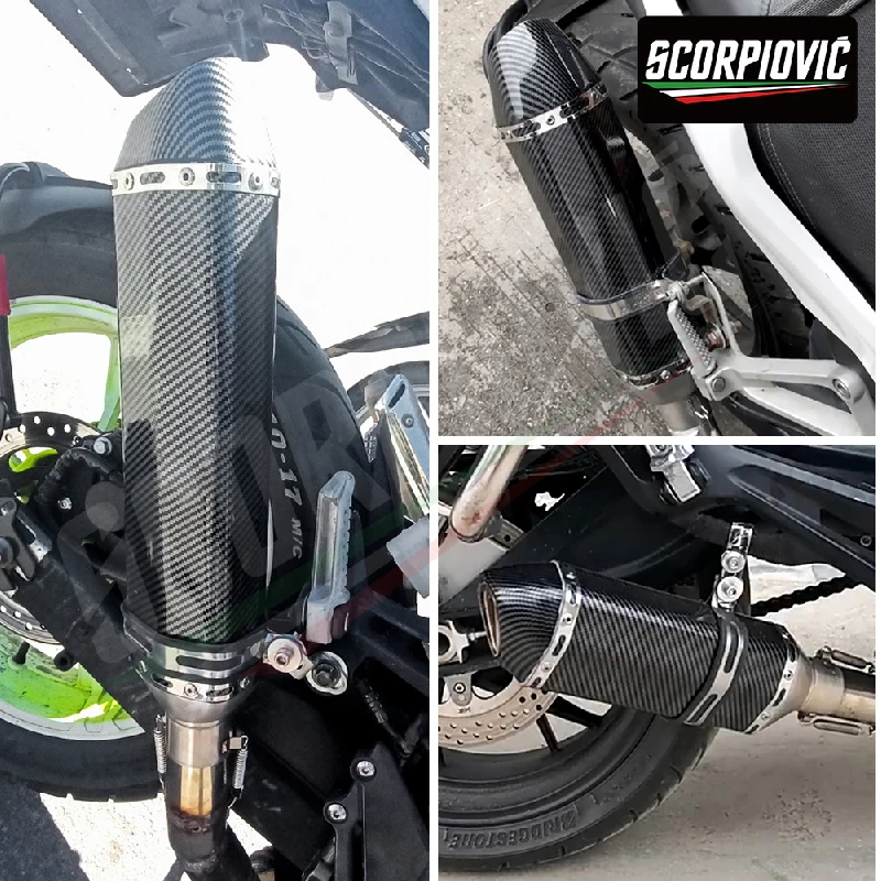 العالمي 51 مللي متر دراجة نارية العادم الأنابيب طول 300/370/470 مللي متر الفولاذ المقاوم للصدأ ninja400 R3 Z900 S1000RR MT-07 pcx160 duke390 R1 ETC