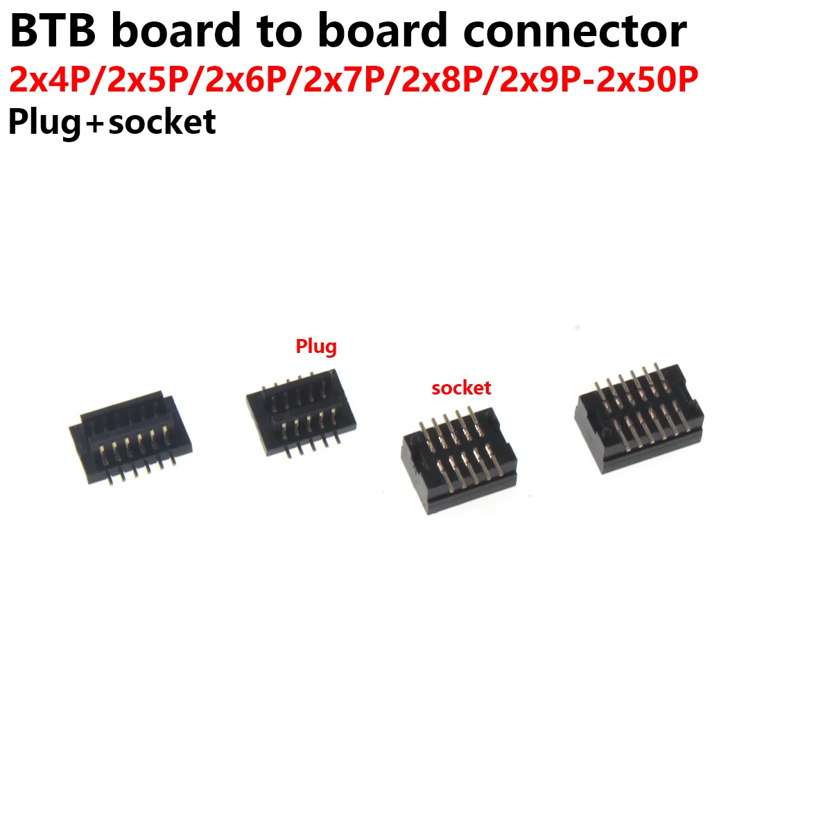 

Double slot 0.8 pitch BTB board to board connector 8-100P male and female mating height 4.0mm gold-plated PCB socket