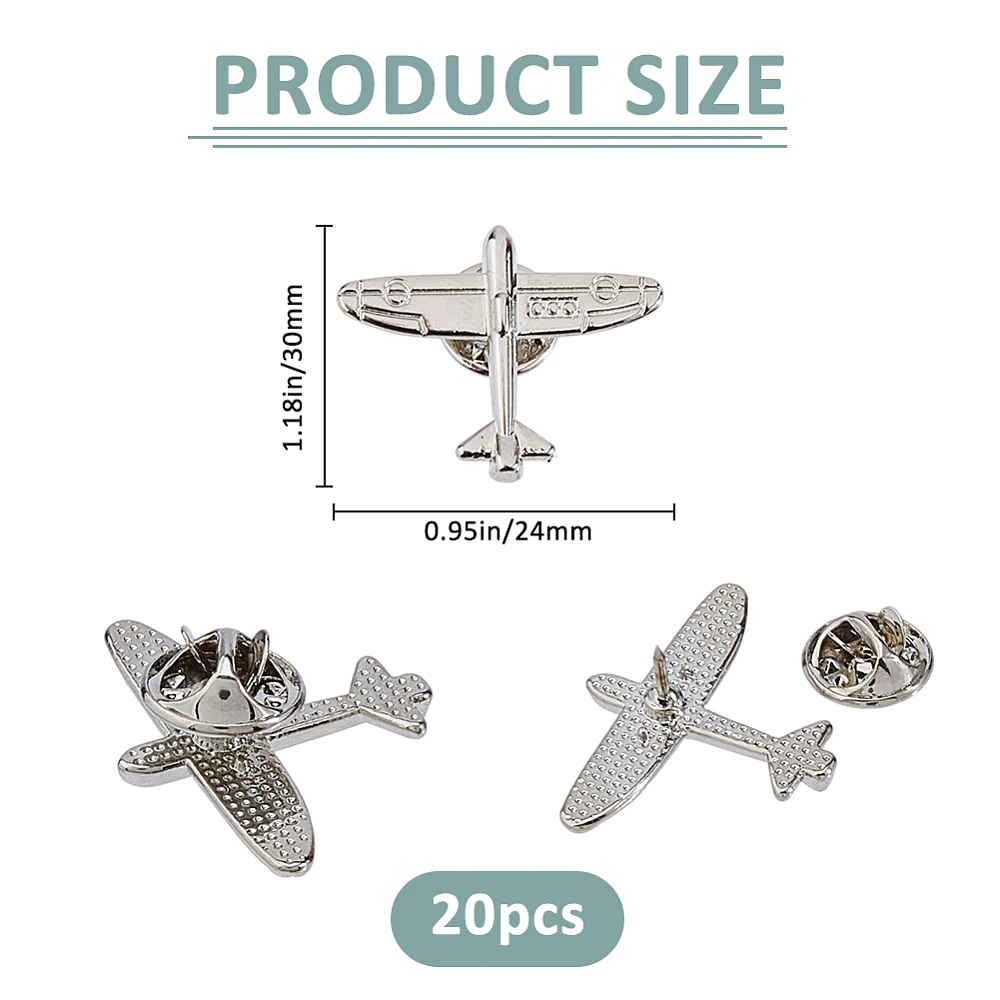 20Pcs Alloy Lapel Pin Airplane Brooch Pin Airplane Decorative Metal Pins Flight Appreciation Gifts Bulk Aircraft Brooch for Hat