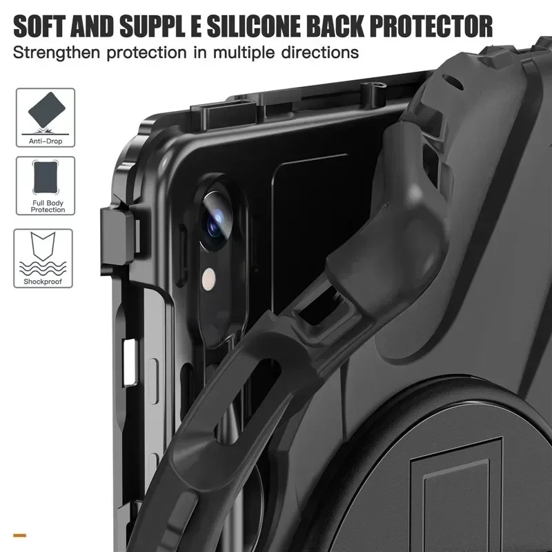 Funda para tableta a prueba de golpes para Samsung Galaxy Tab S9 S8 Ultra 14,6 S7 11 "Plus FE 12,4 pulgadas Funda con asa y correa para el hombro