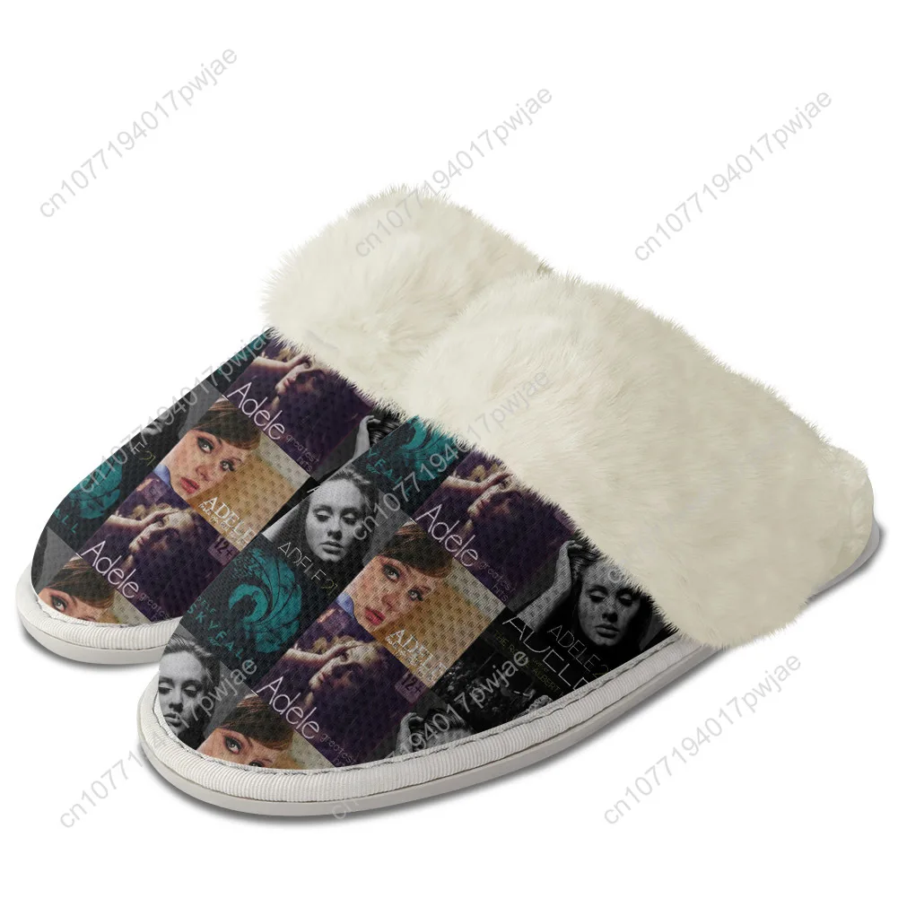Zapatillas de felpa con póster de cantante Adele, zapatos que mantienen el calor, zapatillas ligeras térmicas de algodón transpirables para Cosplay Retro para hombres y mujeres