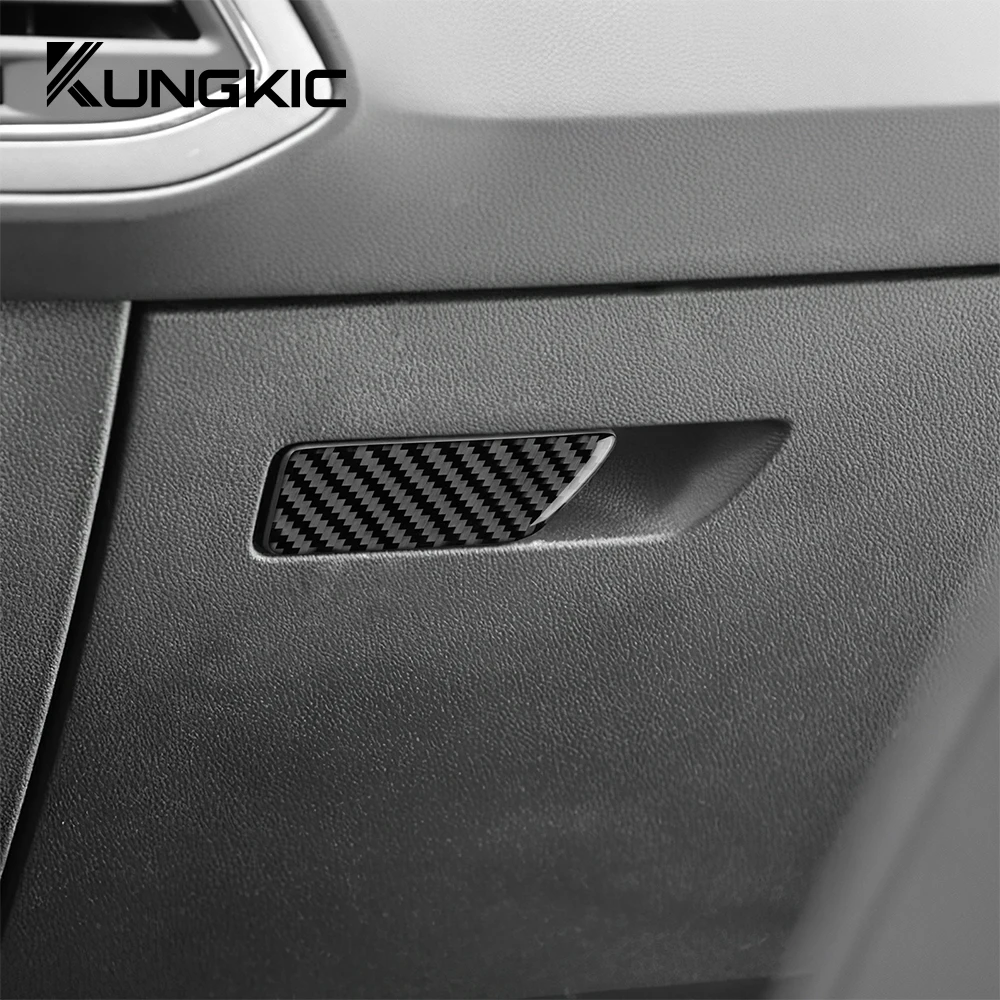 Picture 3: For SEAT Leon 2013 2014 2015 2016 2017 2018 2019 2020 LHD RHD Car Front Passenger Box Switch Real Soft Carbon Fiber Sticker Trim