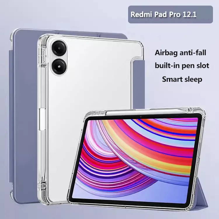 เคสขาตั้งสามพับได้โปร่งใส TPU แบบนิ่มสำหรับ Xiaomi poco Pad 12.1แผ่น2024 6S Pro 12.4 5 6 Pro redmi Pad Pro12.1 SE 11 10.61