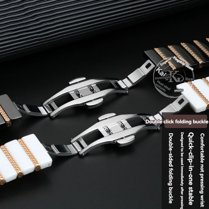 Ceramic watch strap For HUAWEI watch4/4Pro GT2 GT3 GT4 GT5 PRO 41 42 43 46mm dial white black silver gold rose gold watchband