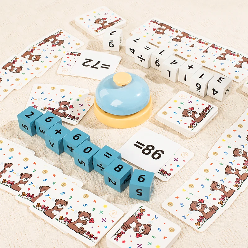 Kids Wooden Number Calculation Battle Blocks Addition Subtraction Multiplication Division Operation Math Games Educational Toys