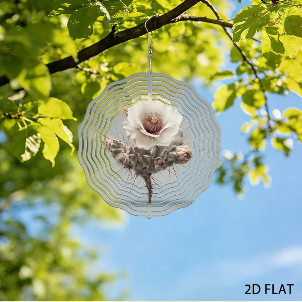 

Wrought Iron Cactus Wind Chimes Outdoor Garden Decor Blooming Flower Patio Art