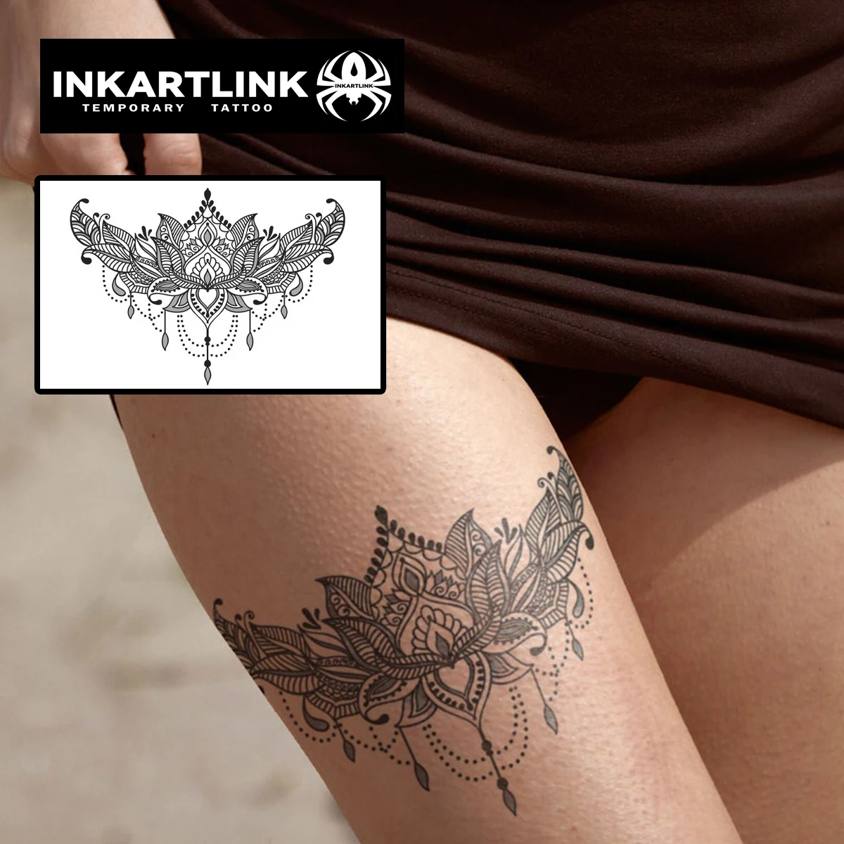 Haina Lotus Temporary Tattoo,Lasts To 15 Days New Technology Magic Waterproof Semi Permanent Sticker.