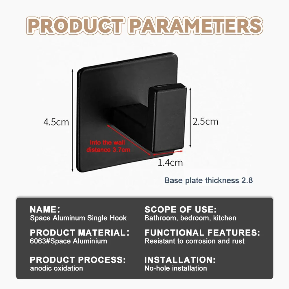 Настенные крючки черного цвета, самоклеящиеся безделушки для сумок, ключей, халата, вешалка для полотенец, многофункциональная полка, аксессуары для ванной комнаты