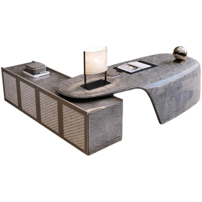 

Italian light luxury high-end desk, microfiber leather desk furniture