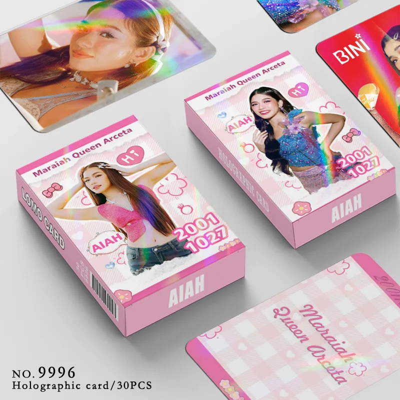 KPOP BINI 30PCS Exquisite Laser Cards Aiah Colet Maloi Gwen Stacey Mikha Fans Collection Card Jhoanna Sheena LOMO Cards