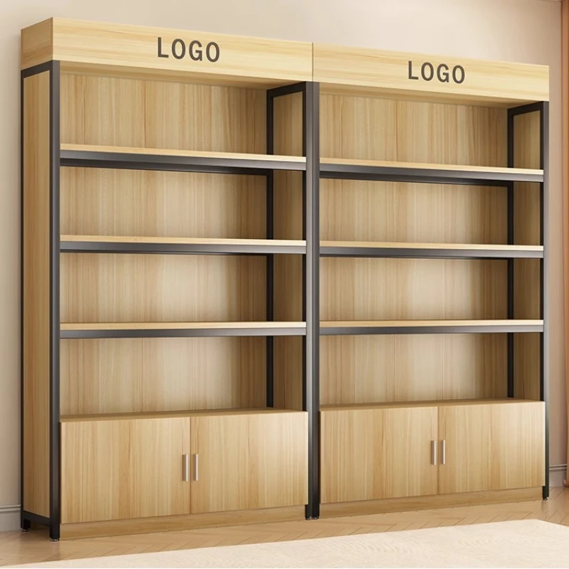 

Customized Product Display Rack Cosmetics Shelf Steel And Wood Supermarket Display Rack Simple Multi-layer Tobacco Wine Cabinet