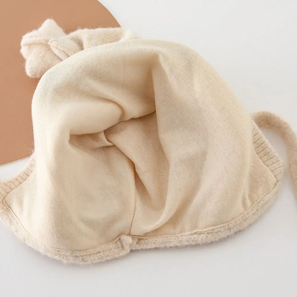 

Ветрозащитная мягкая теплая шапка на шнуровке с теплыми звездами, шапка-бини, защита ушей, уличная толстая защита ушей, детская шапка