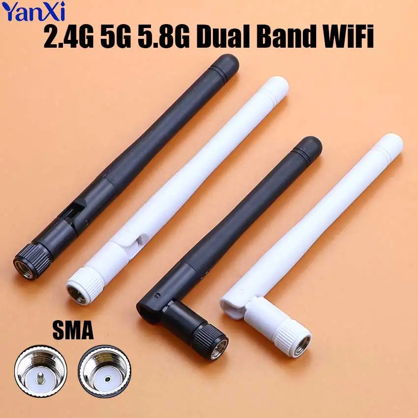 1pcs 2.4G 5G 5.8G 2.4GHz 3dBi Omni Dual Band WIFI Antenna Folding Stick With RP SMA Male Plug Connector For Wireless Router