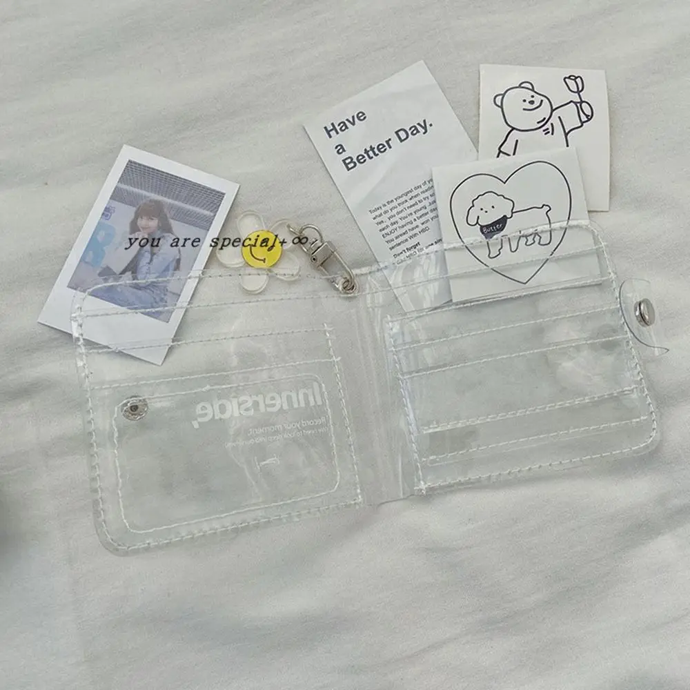 

Mini Transparent Card Pocket Multi Slot Fashion Couples Vintage Short Wallet PVC Bag ID Card Holder Business Card Cover
