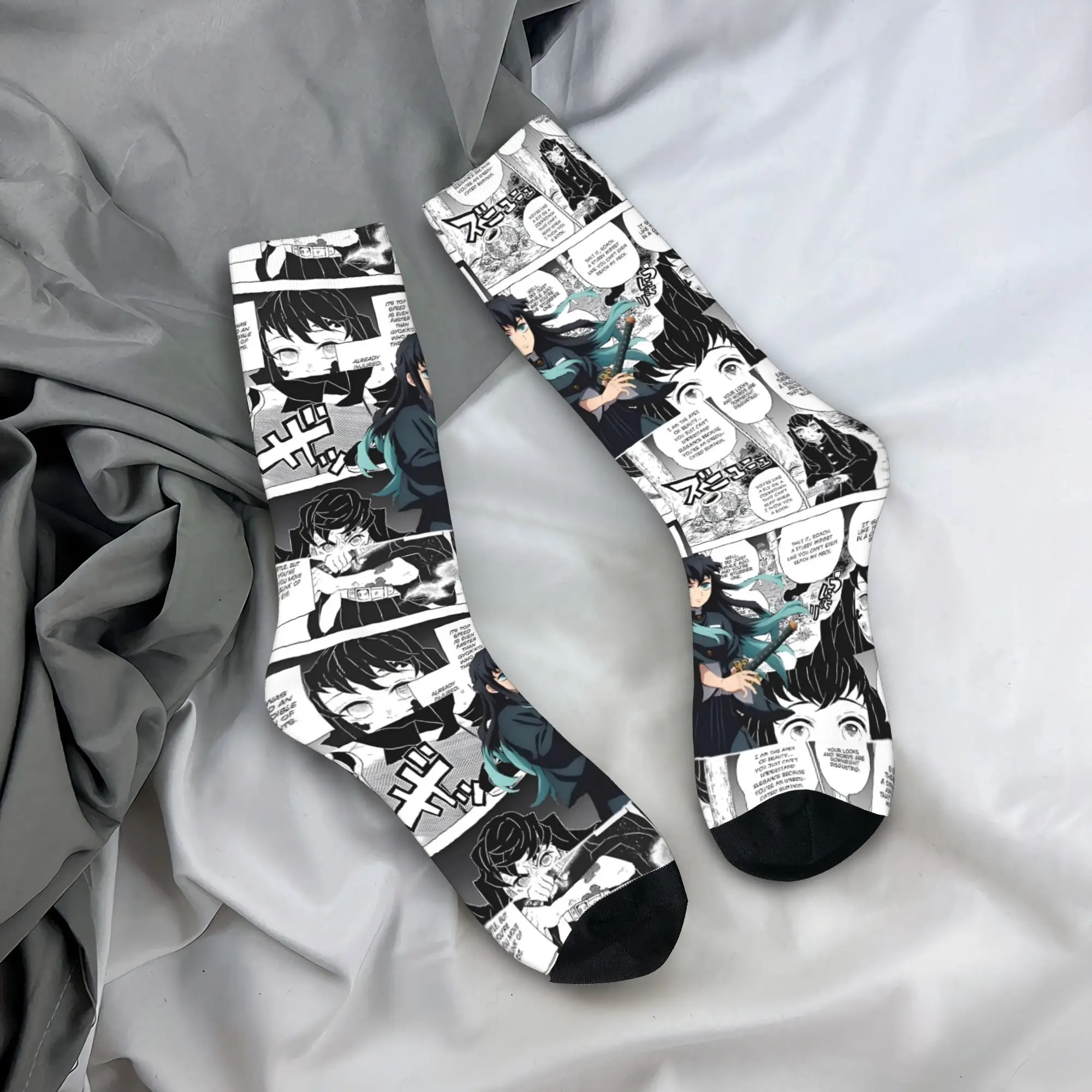 時透無一郎 ストッキング柄 レトロソックス 秋 抗菌ソックス 大人男性 スケートボード 通気性ソックス