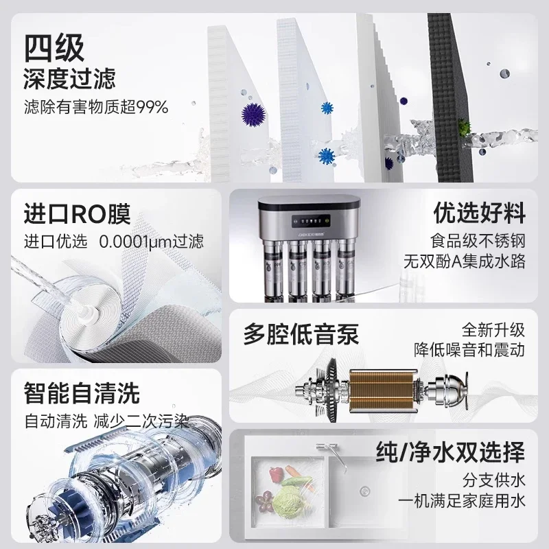 Water purifier Household direct drinking Kitchen water purifier Filter Double outlet RO reverse osmosis water purifier