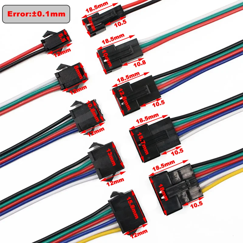 10Pairs 15cm JST SM 2P 3P 4P 5P 6P Plug Socket Male to Female Wire Connector LED Strips Lamp Driver Connectors Quick Adapter