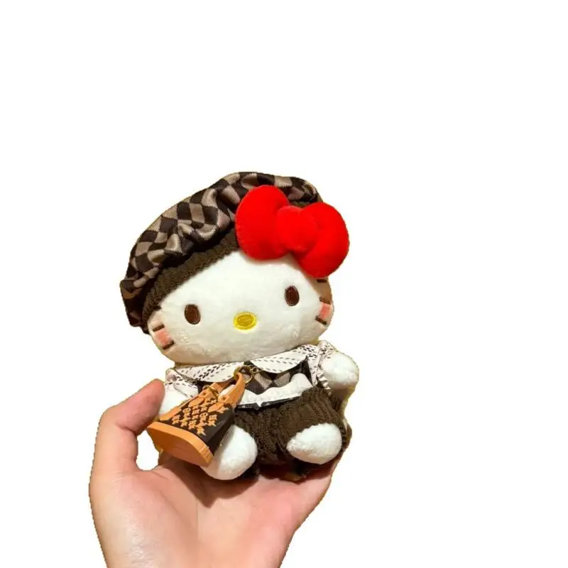 Sanrio Hellokitty porte-clés en peluche rétro amour habiller Kt peluche poupée porte-clés sac à dos pendentif enfants jouet voiture pendentif
