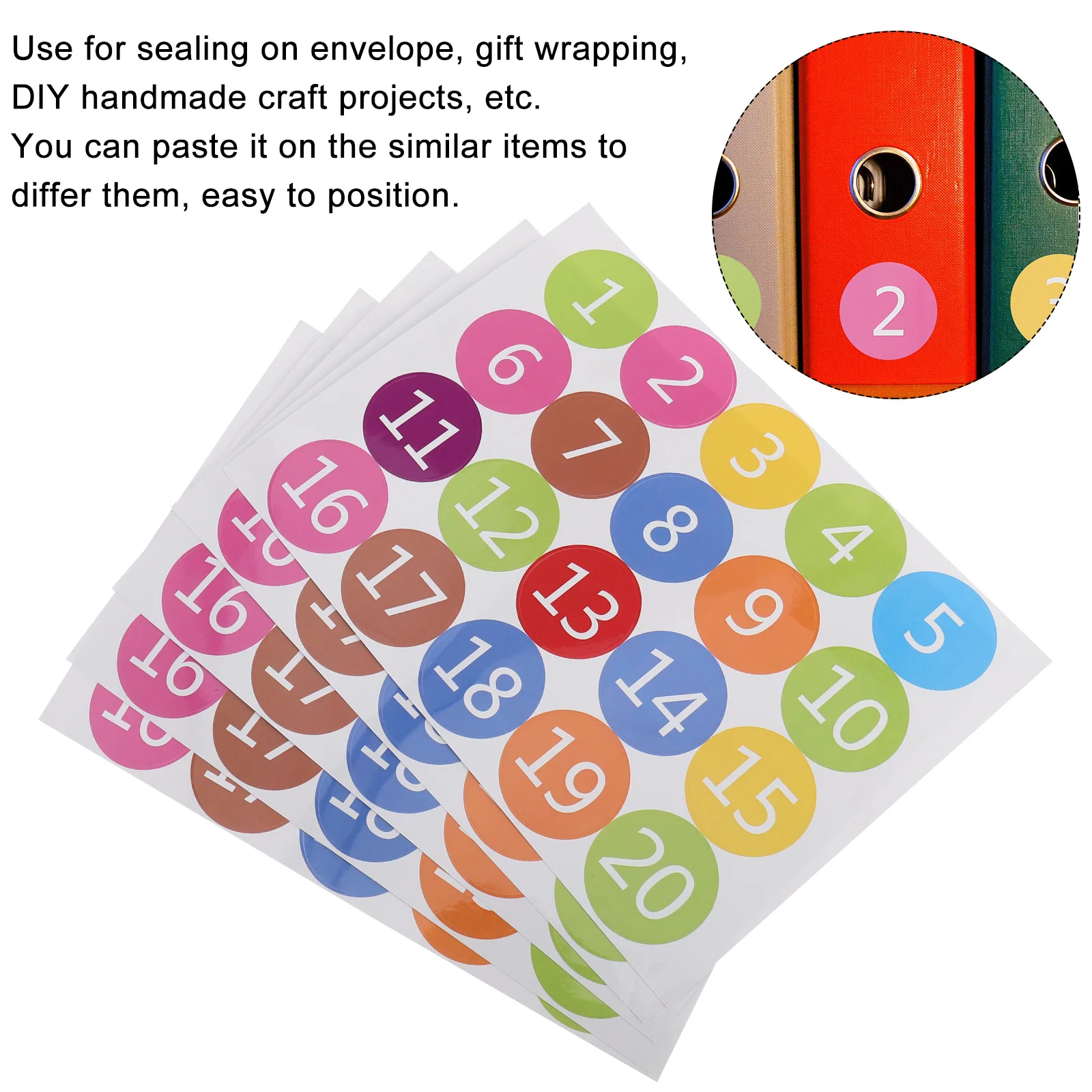 

5 Sheets PVC Number Stickers Round Self Adhesive Waterproof Decoration s Party Gift Envelope Sealing DIY Craft Projects