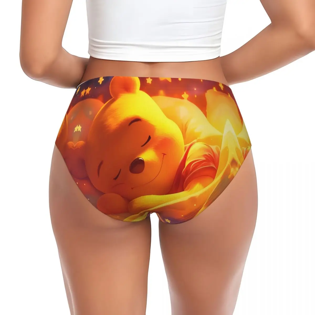 Custom Women's Winnie Pooh Teddy Bear Sleep Panties Underwear Female Comfort Cartoon Briefs Underpants