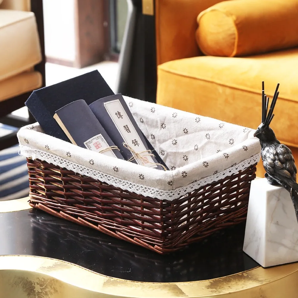 

Handwoven Rattan Storage Basket for Home Organization and Supermarket Display Use Durable Wicker Handheld Container
