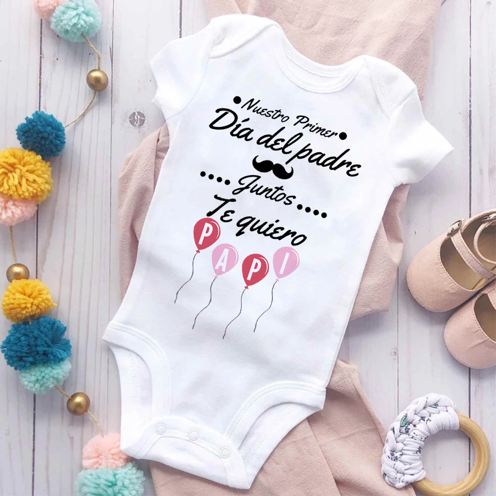 Our First Father's Day Together I Love You Daddy Printed Baby Bodysuit Father's Day Infant Outfit Newborn Short Sleeve Romper