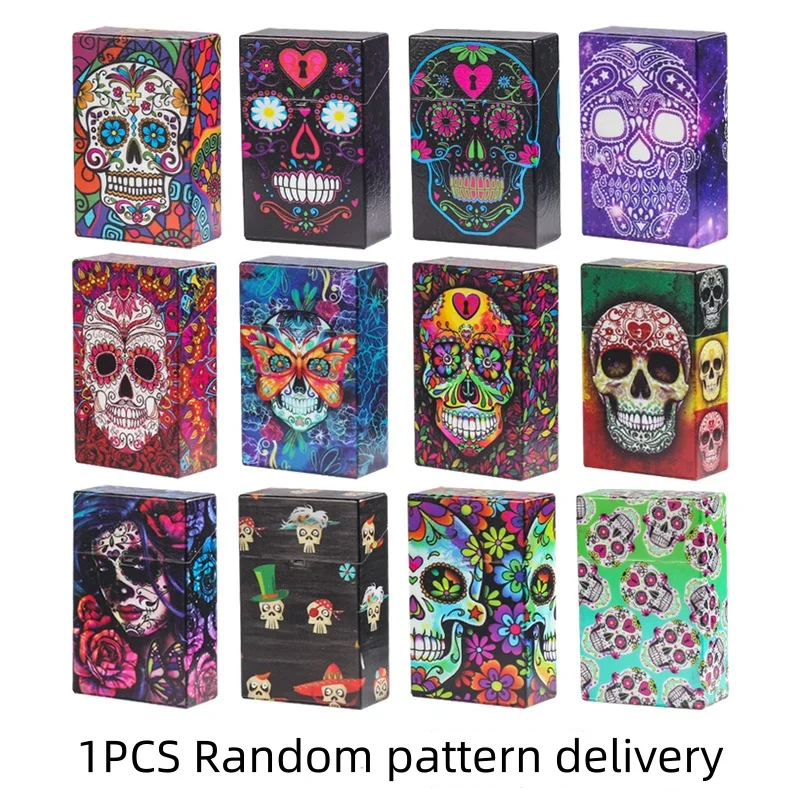 1Pcs Random Skull Pattern Smoking Cigarette Case Box Holder Cigar Tobacco Holder Storage Container Smoking Accessories image 6