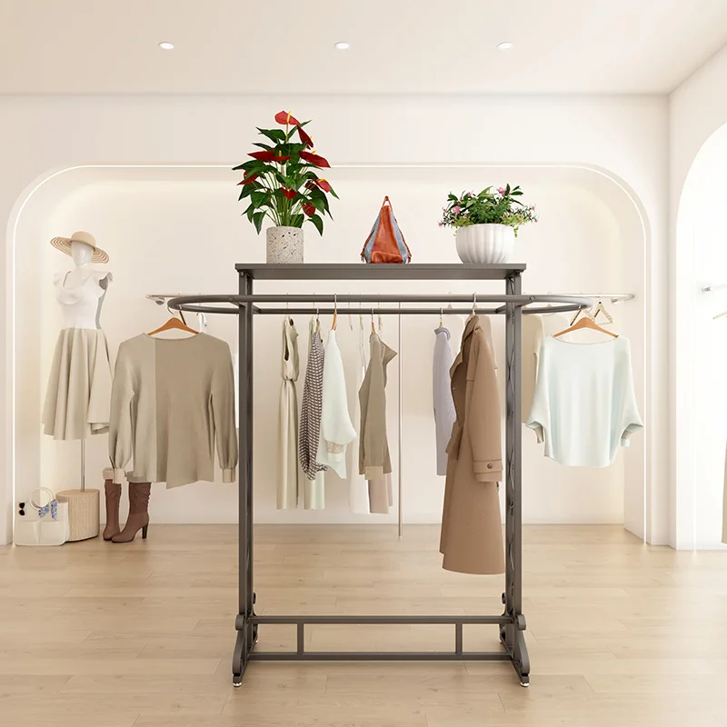 Benutzerdefiniert. Neue Eisen Kleidung Display Stand Taille Insel Regal Runde Insel Stand Rack Einkaufszentrum Doppelseitige Seite Gerinnsel