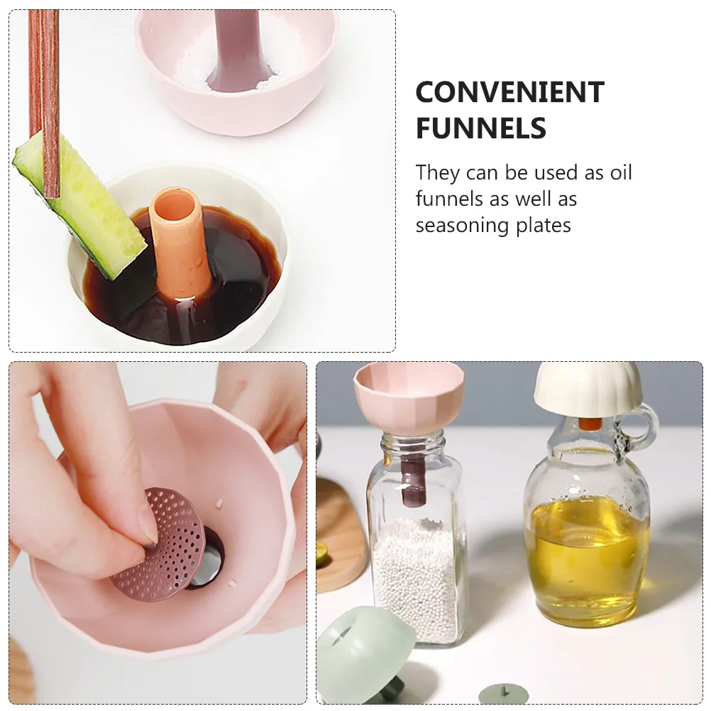 

2 pcs Multifunctional Funnel Kitchen Accessories Oil Dispensing Food Grade Stainless Steel Seasoning Plate Lightweight for Home