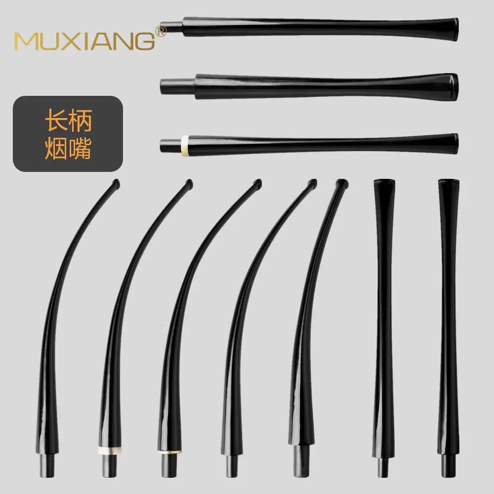 MUXIANG-Embouchure de tuyau en acrylique, accessoires de pipe à tabac, longue poignée droite, poignée incurvée, accessoire de fumée, embout plat, 1PC