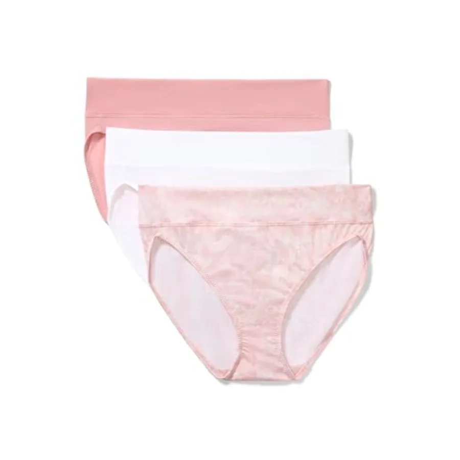 

Women's Blissful Benefits Women's Dig-free Comfort Waistband Microfiber Hi-cut 3-pack