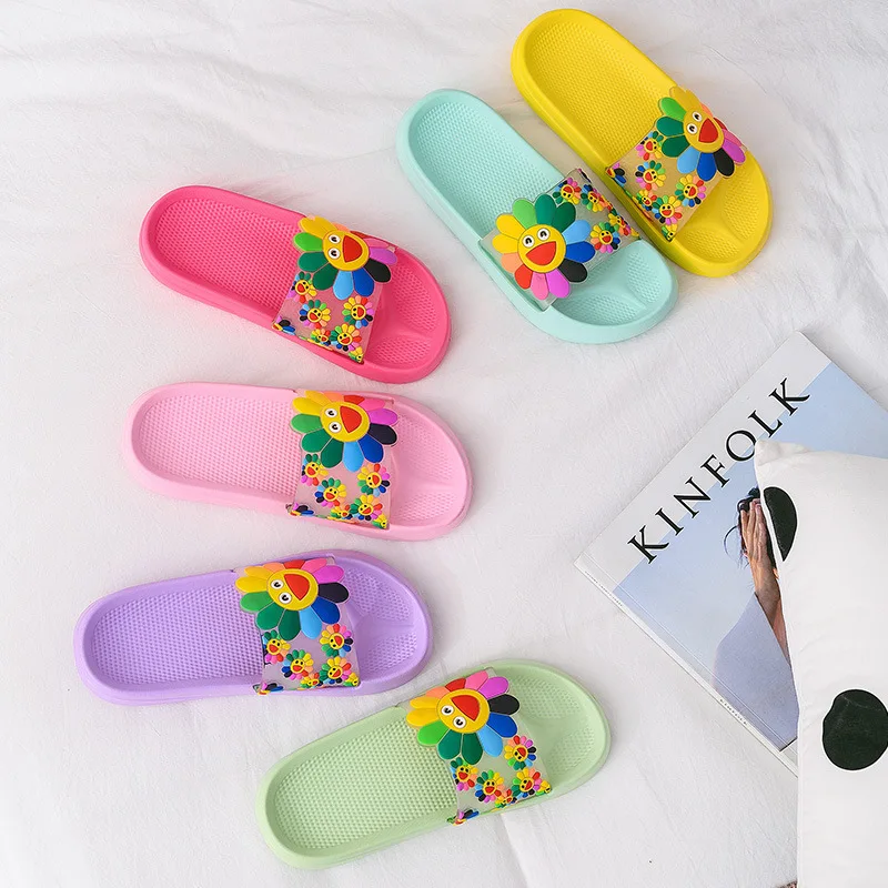 

Women's Summer Bath Slippers Sunflower Anti-Slip Soft Bottom Home Indoor Slippers Couple Children's Cool Slippers EVA