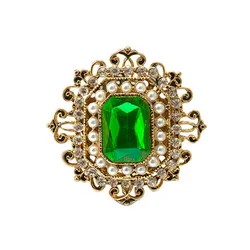 European and American retro rhinestone inlaid pearl brooch, women baroque style clothing accessories pin jewelry