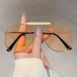Luxury Brand Designer Oversized Pilot Sunglasses Women For Men Vintage Popular Sun Glasses Punk Outdoor Metal Eyeglasses UV400