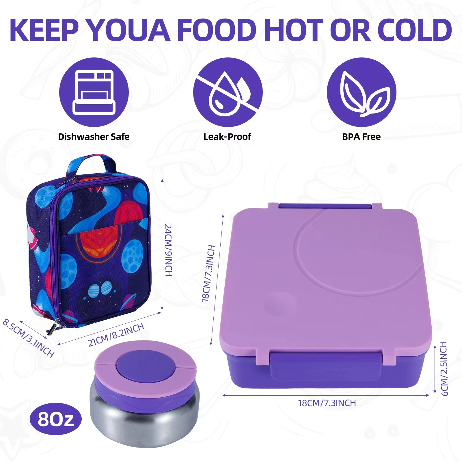 Bento Lunch Box Set With Insulated Food Jar & Themed Lunch Bag, Leak-Proof, BPA-Free