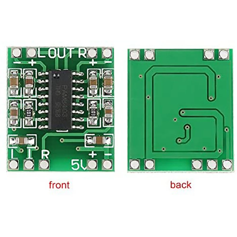 โมดูลบอร์ดขยายเสียงดิจิตอล DC 5V โมดูลเสียง PAM8403แบบ2X3W บอร์ดขยายกำลังเสียงระบบดิจิตอล5ชิ้น