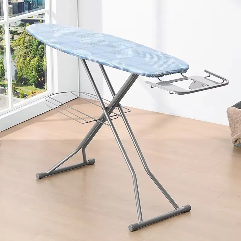 Adjustable Height Folding Ironing Board with Retractable Holder European Style Mesh Top Full Size Multifunctional Stand for