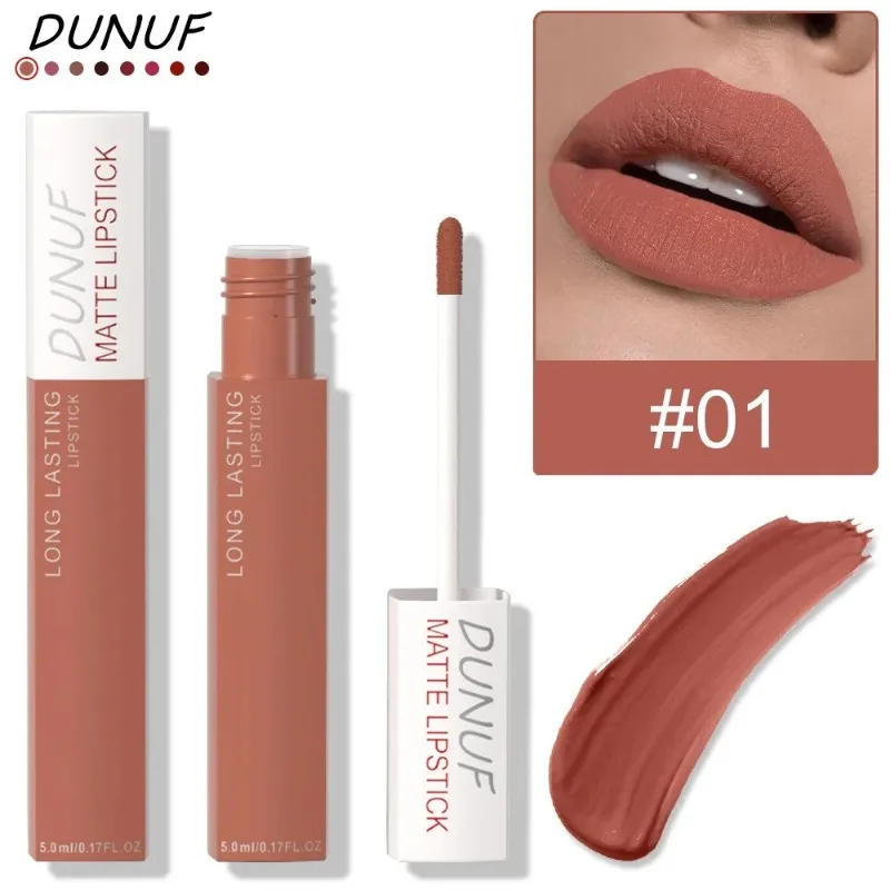 Matte Lippenstifte Nicht Klebend Roter Nude Wasserfester Langanhaltender Flüssiger Lipgloss Samt-Finish Verblassungsresistent Lip Tint Make-up – Detail 9