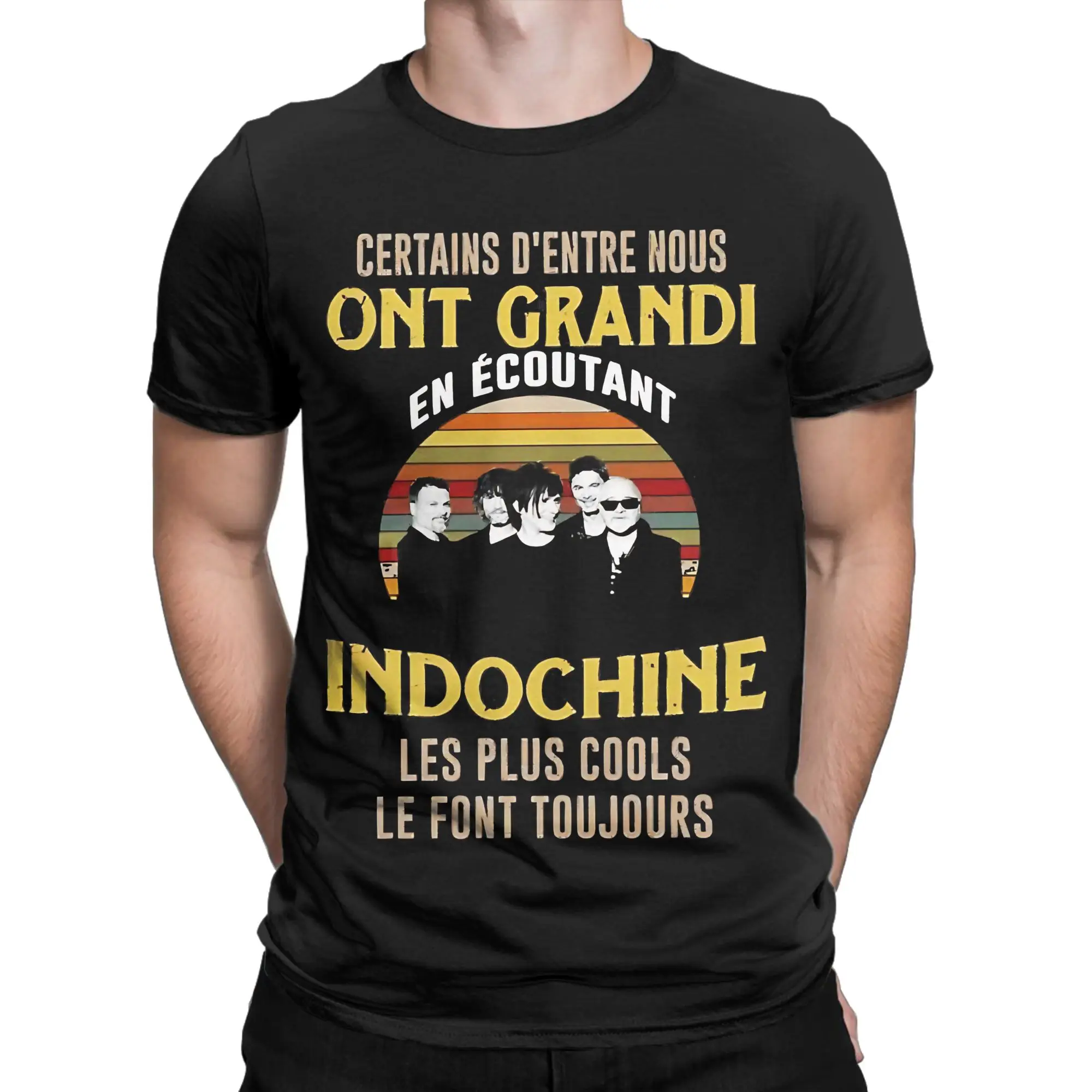Genres Rock Funny Graphic 100% Cotton T-Shirt Indochine Tops Tees For Men